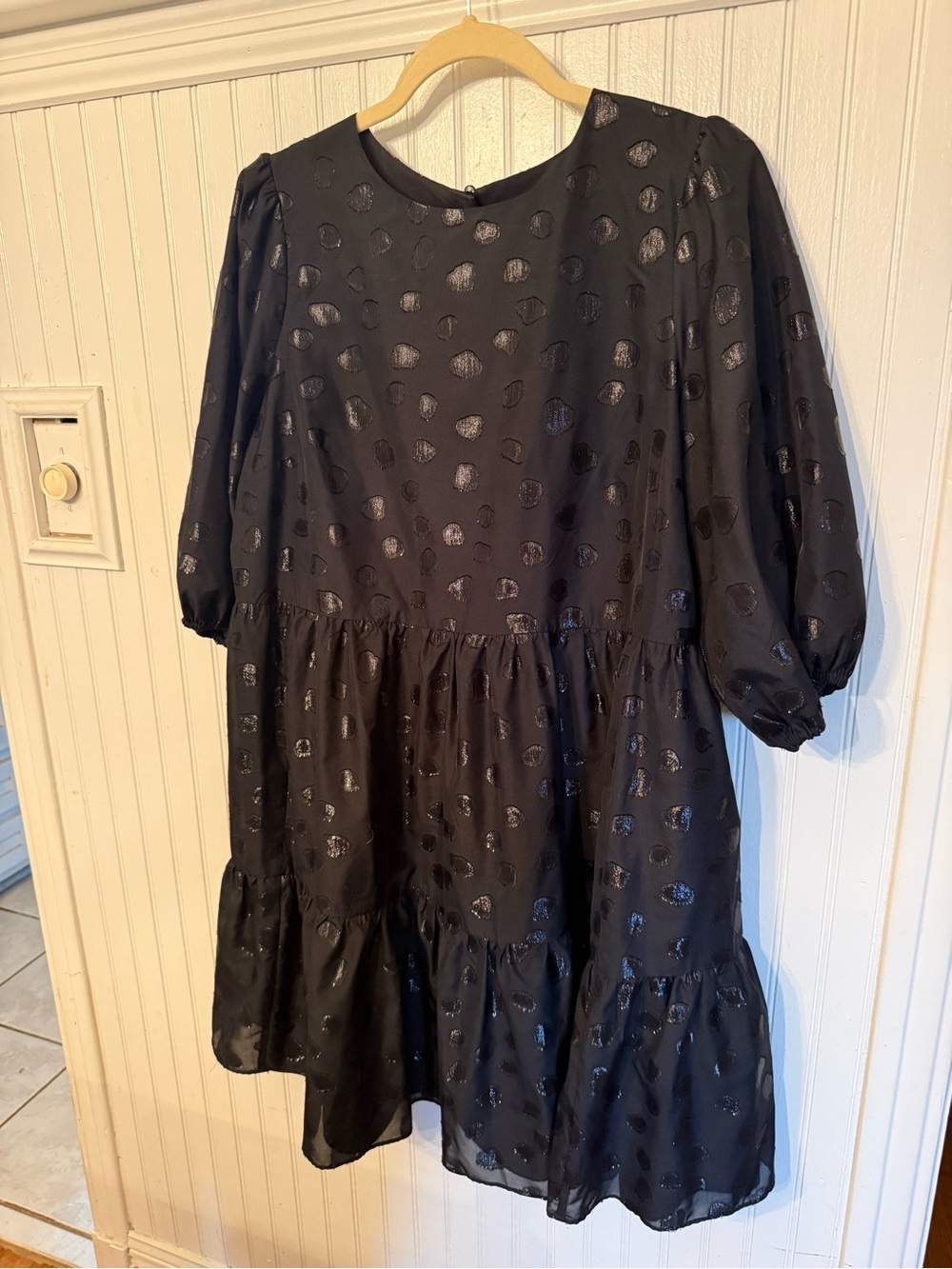 Ann Taylor Tiered Babydoll Medium Polka Dot Dress
